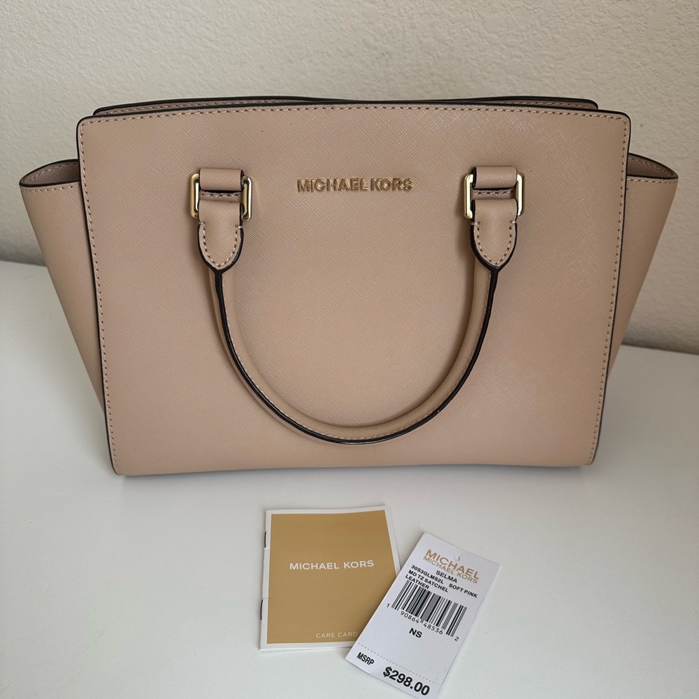 Michael Kors Cream Satchel with Structured Design